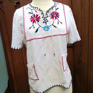 True Vintage 1970s Peasant Tunic Top Blouse Hippie Boho Top Dasheekee